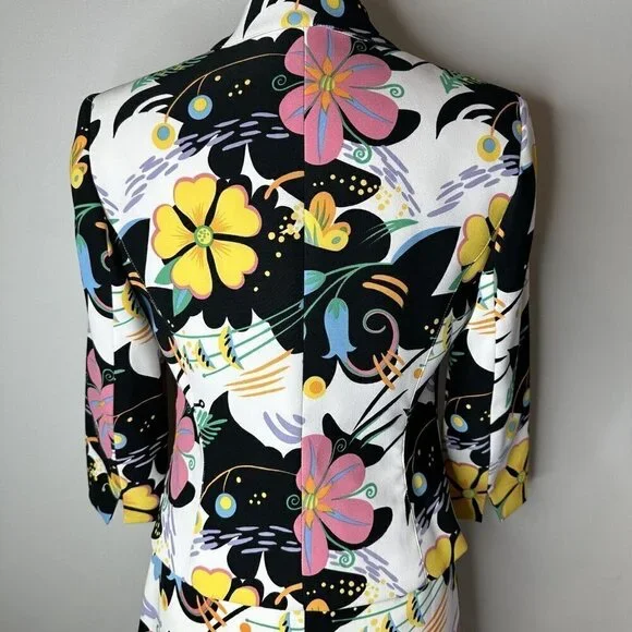 Rare Vintage Alberto Makali for Cache Floral Print Jacket and Skirt Suit 4/6